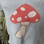 Mushroom Sweater Knit Tank Top Tie Shoulder Miss Sparkling Large Festival Whimsy Blue Photo 3