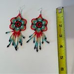 Floral Beaded Earrings in multicolor Red Photo 1