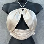 Princess Polly Odette Satin Crop Top Halter Women's 2 Champagne New Photo 0