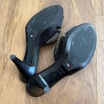 Nero Giardini Italy 3” Heel Mules Bling Logo Black Satin $270 39 Size 8.5 Photo 7