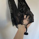 Victoria's Secret teddy black and white lacy sheer high neck halter lingerie L Photo 8