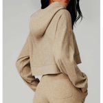 Alo Yoga Alo Muse Hoodie Gravel Heather Tan Ribbed Stretchy Sweatshirt Sweater Pullover L Photo 6