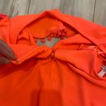 Crosby Bright Melon Orange One Shoulder Top with Ruffle and Pom Photo 3