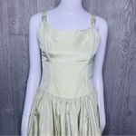 Gunne Sax Jessica McClintock  light green jeweled tanktop fit & flair silky dress Photo 2