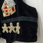 Velvet Black Vest with Holiday Gingerbread House Design Photo 7