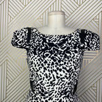Tibi  Animal Print Leather‎ Panel Dress Black Cream Size US 2 Photo 4