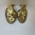 Tory Burch  Vintage Metallic Gold Leather Deco Style Heels Size 10‎ M Photo 5