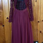 Lulus Awaken My Love Burgundy Long Sleeve Lace Maxi Dress small bridesmaids maternity Photo 8