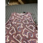 Theory Silk Paisley Dress 6 Sleeveless Mini Silk + Leather BRINDINA Shift Dress Photo 4