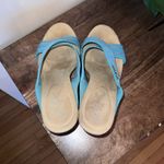 Anne Klein  Sport Aklorri Cork‎ Heel Wedge Women's Shoe Size 11M. Wide Strap Blue Photo 3