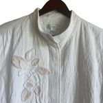 CJ Banks Women Quilted Jacket 2X Ivory Frayed Flower Applique' Shabby Chic Photo 11
