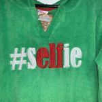 Secret Santa Womens Green Elf #Selfie Plush Sleep Set L Hooded Sweatshirt Socks Size L Photo 2