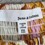 June & Hudson Tropical Print Belted Wide Leg Jumpsuit Pink Yellow Medium Photo 8