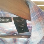 Vanity M Blue Tan Plaid Embellished Top Size M Photo 8