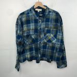 Madden Girl Long Sleeve Plaid Cropped Top w/Front Pockets & Sequin Patch size XL Photo 1