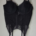 Delicates  Vintage Black Lace Corset Set Size M Photo 0