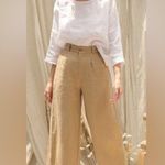 One the land Linen 4 Button Up Palazzo Wide-Leg Ankle Pants Photo 0