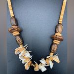 Wooden Beaded And Sea Shell Necklace Tribal Island Jewelry Brown Photo 0