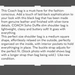 Coach Soho Black Duffle Black Slim Shoulder Bag Photo 15