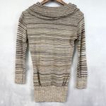 A Byer Vintage‎  Womens Sweater Small Striped Metallic Cowl Neck Y2K Photo 3