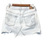 American Eagle Womens 4 Denim Mini Skirt Light Wash Distressed Hem Button Fly Photo 1