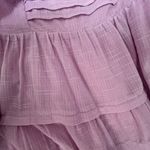 easel  Pink Babydoll Puff Sleeve Pleated Tiered Dress NWT Small Cottage Fairy Photo 5