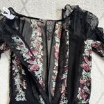 BCBGeneration Lace Long Sleeve Partian Open Back Floral Pattern Romper Sz 2 Photo 2