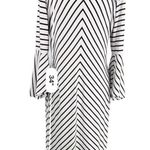 Chico's Chico’s Women's White Black Stripe Bell Sleeve Midi Dress Size 1 M/8 Photo 5