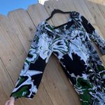 BCBGMAXAZRIA 3/4 sleeve black white & green floral dress by bcbg maxazria‎ size medium Photo 2