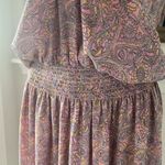 Ramy Brook Pink Halter Dress Smocked Waist Paisley Print Midi Size L NWT $425 Photo 11