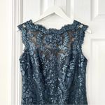 Tadashi Shoji Teal Sequin Illusion Sheath Knee Length Pailette Cocktail Dress 8 Photo 14