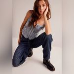 Free People WE THE FREE Augusta High Rise Slim Barrel Jeans Size 28 Distressed Dark Wash New Photo 7