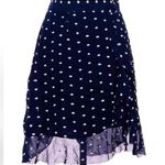 Anthropologie Hutch | Navy & White Polka Dot Ruffle Skirt Size 2 XS Pinup Retro Photo 3