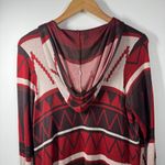 One World  Women 1X Plus Size NWT Brown Red Western Cardigan Aztec Country Hood Photo 7