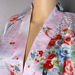 Ichiban chiban Floral Japanese Kimono Robe Pink with Orange Yellow Green Blue Sz 42” Photo 6