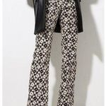 Motel High Rise Zoven Flare Jean in Daisy Patchwork White Brown Photo 0