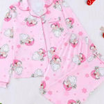 Super Sweet Silk Pink Santa Claus Pajamas Size M Photo 0
