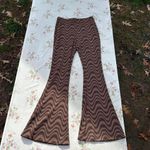 Brown wavy high waisted flair leggings‎ Small Photo 1