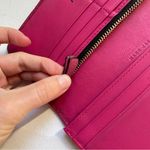 Marc Jacobs Hot Pink Pebbled Leather Long Wallet Fold Over Snap Zip ID Cards Photo 10