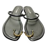 Jeffrey Campbell  Binny Toe Loop Sandals in Black and Gold Photo 2