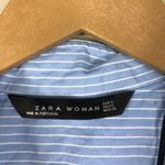 ZARA  Blue 100% Cotton Striped Asymmetric Shirt Dress Photo 4