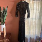 L'Agence Cameron Velvet Maxi Shirt Dress Green V-Neck 3/4 Sleeve Collar Size M Photo 5