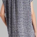 Vince NEW SILK STATIC DOT BLACK WHITE BLUE GRAY PRINT TRAPEZE SPLIT VNECK DRESS Photo 1