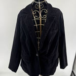Eloquii  97% Cotton Black Velvet One Button Jacket Blazer Women’s Size 16 Photo 0