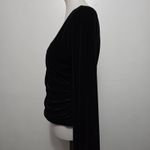 Vintage JBS LTD 90s Black Velvet Faux Wrap Ruched Blouse M Holiday Party Glam Size M Photo 2
