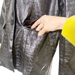 Princess Polly  Faux Croc Leather Blazer‎ Coat Women’s Size 4 Black Jacket Photo 4