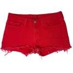 J Brand Cut Off Short Size 29 Bright Red Denim Jean Short 100% Cotton Raw Hem Photo 1