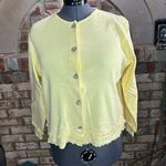 Christopher & Banks cardigan sweater ruffle hem heart button yellow Photo 0