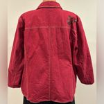 D & Co Red Denim Floral Print 3 Button Jacket. 2 Small Front Pockets Sz 3X. Photo 7