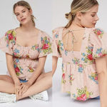Anthropologie Love The Label Rosette Babydoll Blouse Size Large NWOT $128 Photo 1
